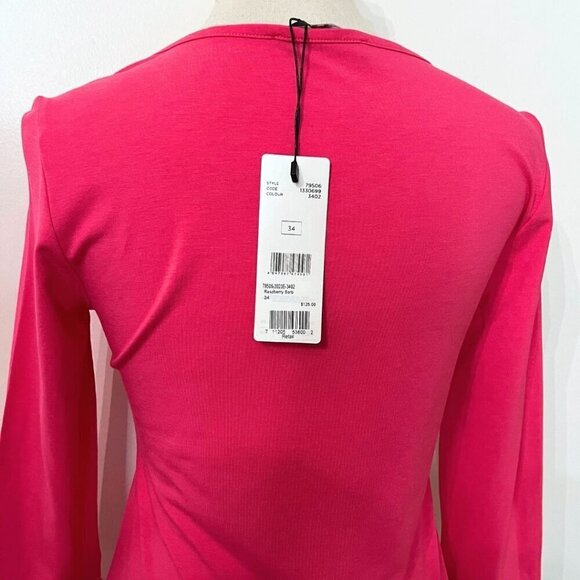 NWT OUI WARM PINK ROUND NECK STRETCHY JERSEY LONG TEE TOP STYLE 79506 - 4 - Picture 6 of 12
